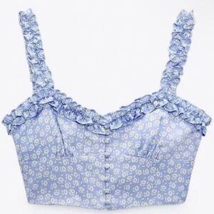 Zara Floral print crop Corset top size medium